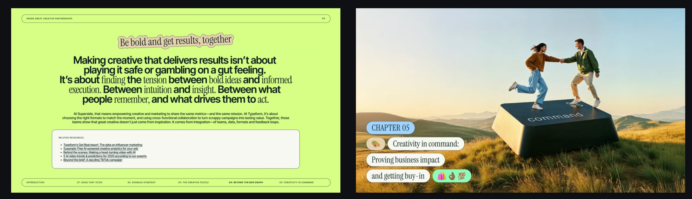 Marketing presentation template key takeaway slide and chapter opener